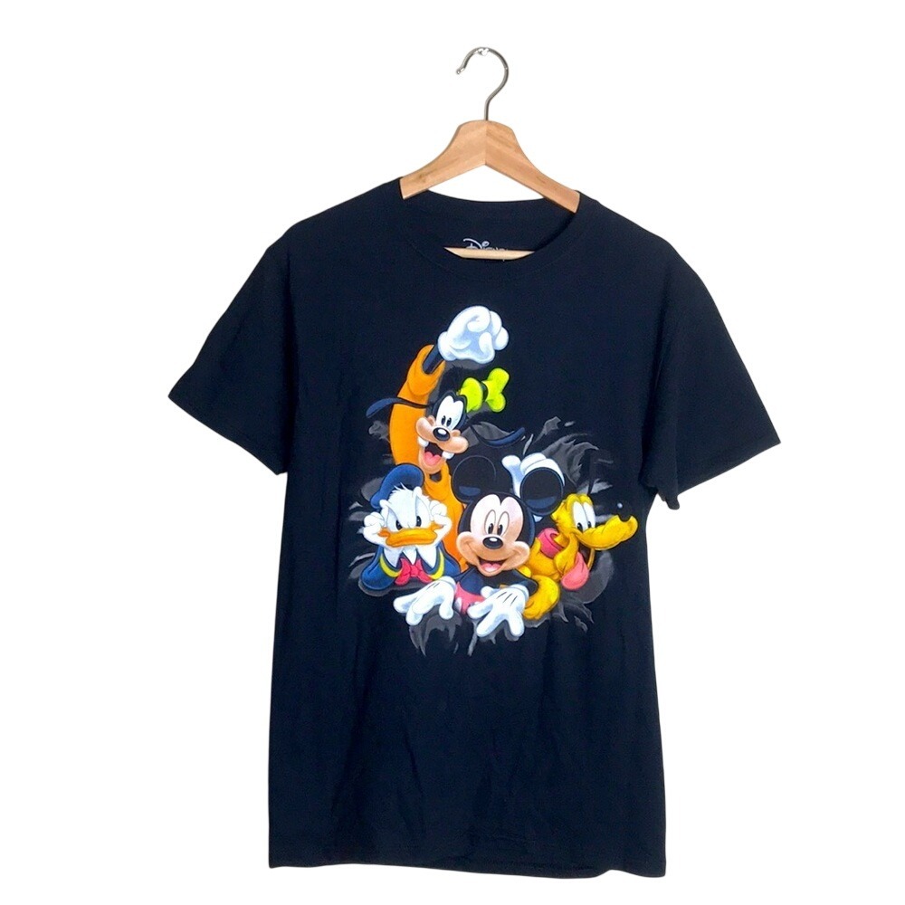 Disney Mickey and Friends Black Short SleeveT-Shirt wrap around print size S